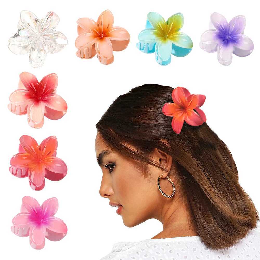 Fashion Women Flower Hair Clips Vacation Bohemia Egg Flower Hair Claws Barrettes Matte Girls Large Hairpins Hair Accessories Y250707