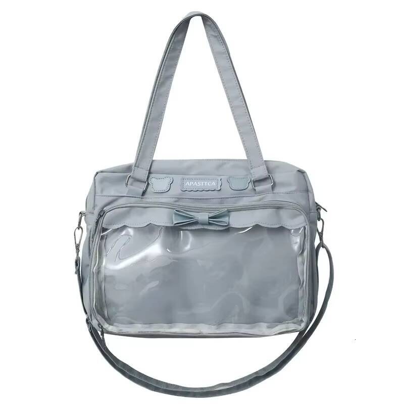 Japanese Cute Transparent Canvas Itabag Fashion Girls One Shoulder Student Personality Crossbody with Badge Doll Ita Bag ddmynov