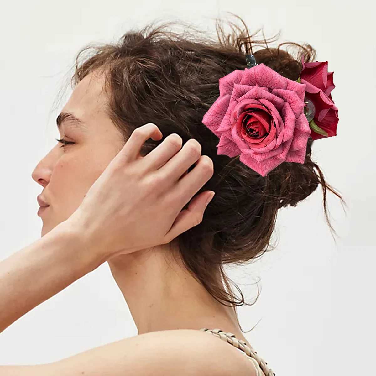 AWATYR Large Simulated Flowers Hair Claw Rose Hair Clip Elegant High-Grade WomenHair Accessories Z250707