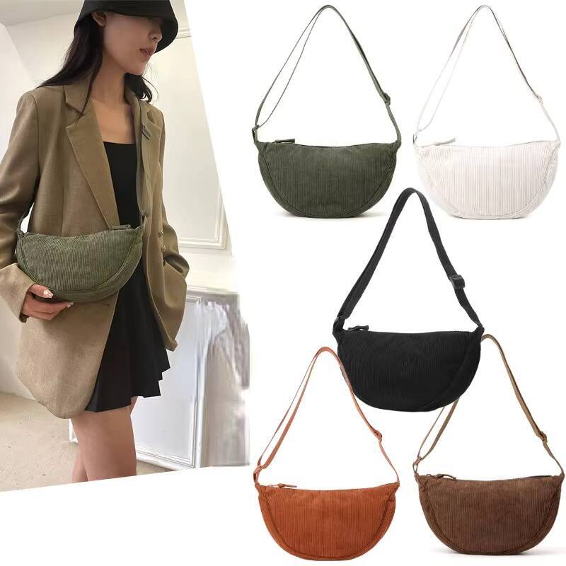 Corduroy Crossbody Bags for Ladies Large Capacity Shoulder Fashion Purse and Handbags Solid Color Women Messenger Bag ddmynov