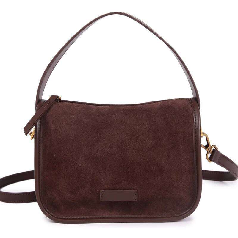 Suede Cowhide Fashion Ladies Shoulder Cross Coffe Bag Designer Women Brown Handbag Angola Red