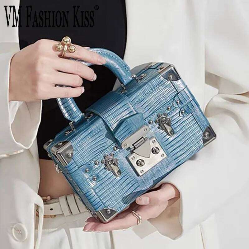 Luxury Designer 2024 Fashion Trends Bag Women Crocodile Classic Box Design Handbags Snake Print Shoulder Bags Genuine Leather Ladies