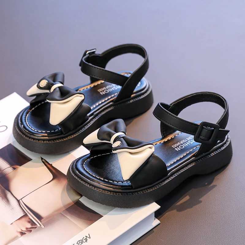 New Sweet Girl Summer Sandals Elegant Bowknot Children Princess Shoes Fashion Open-toe Kids School Sandals Versatile Hook Loop R250707