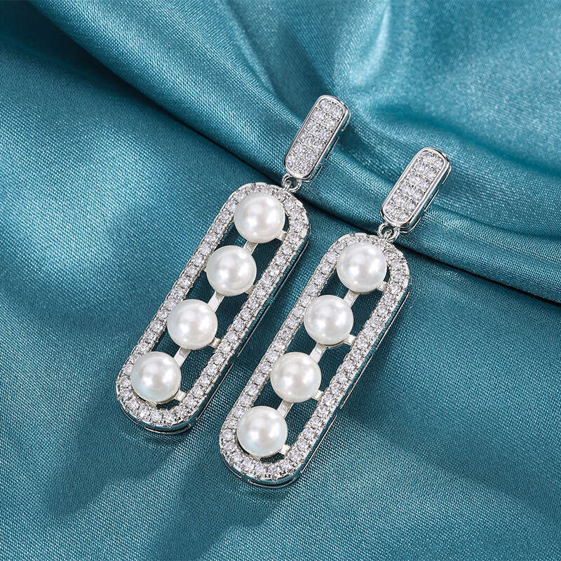 White Shell Fairy Temperament Elegant Personality Exaggerated Ins Trend Live Style Pearl Drop Earrings 5B8