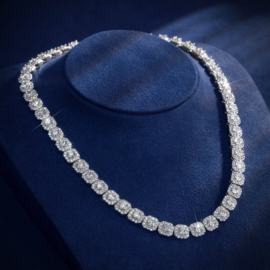 8mm Iced Out Moissanite Chain Pass Diamond Test Clustered Tennis S925 Fine Jewelry Moissanite Tennis Chain