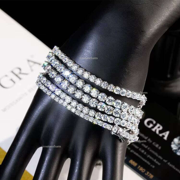 Red Leaf Bracelet Platinum Plated Sterling Sier 3/4/5mm D Color VVS Silicon Tennis Chain