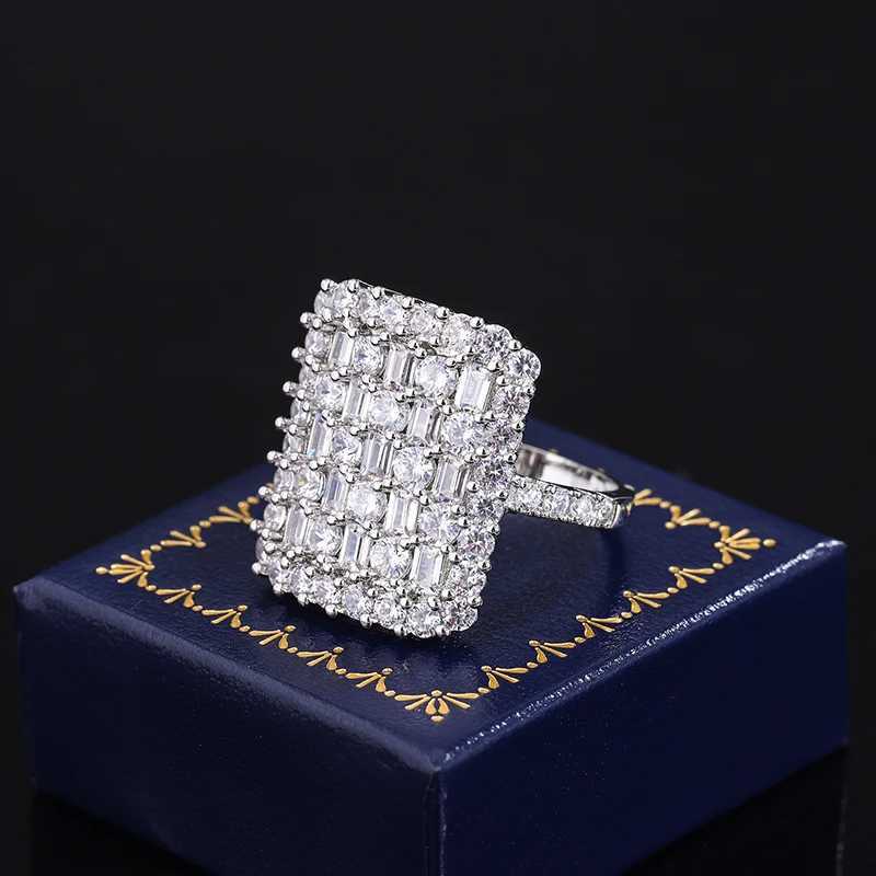 Luxurious 925 Sterling Silver Ring for Women Stylish Party Jewelry Full of Diamond Zircon Rings Engagement Rings Classic Gifts XJ250707