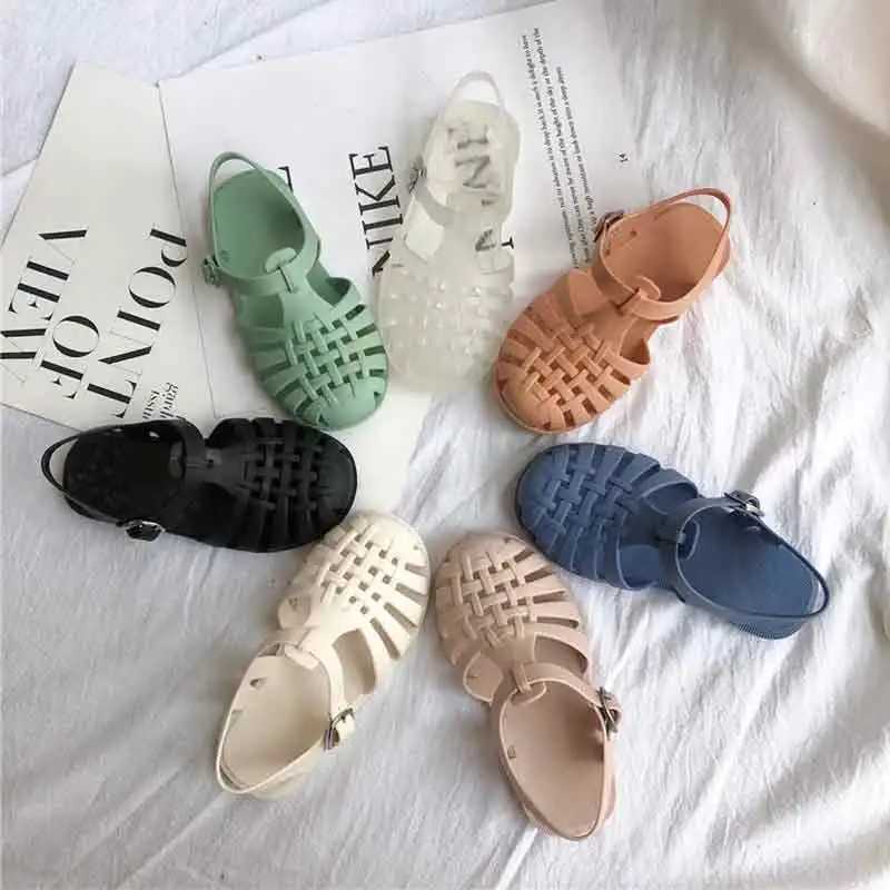 2025 Summer Kids Jelly Sandals Korean-style Open-toe Hollow-out Baby Roman Shoes for Boys and Girls Fashionable R250707