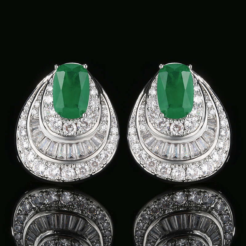 Palace Style Jewelry Zircon Earrings Red Elegant Versatile New Women's High-End E9f