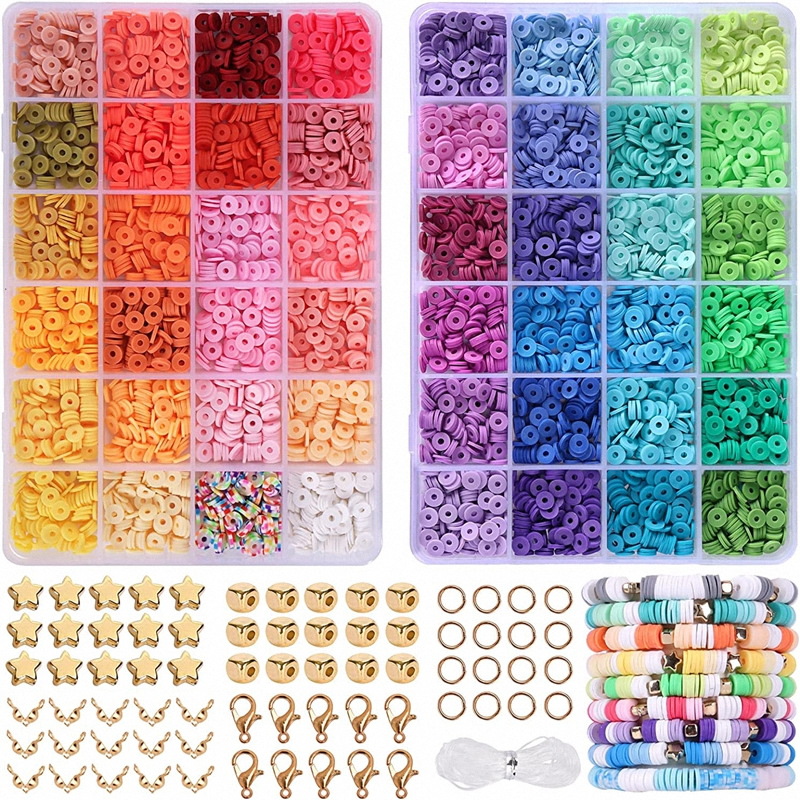 4800Pcs/Lotto 6Mm Colorato Piatto Polimero Rotondo Perline Argillose Kit Fai -D…