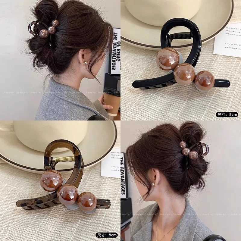 Elegant Pearls 3.15in Cross Hair Claw For Women Girls Sweet Hair Ornament Claw Clip Hair Clip Hairpin Fashion Hair Accessories Z250707