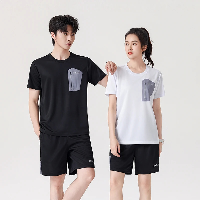2 Clothes Sportswear Set Casual Fitness Men Summer Running Loose Short Sleeve T-Shirt Badminton Quick Dry Shorts Women Clothes 250707