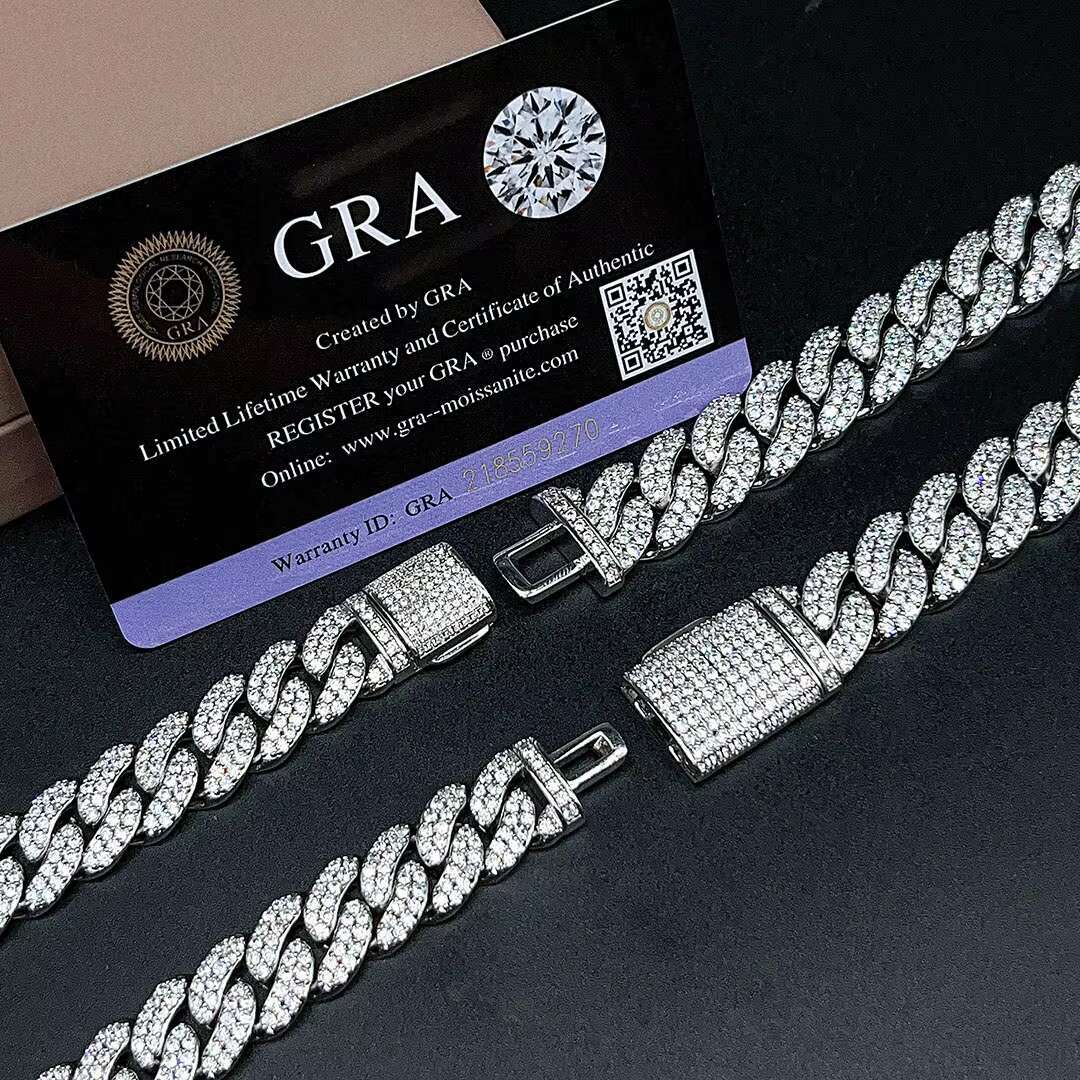 Iced Out Bling Diamond Hip Hop Miami Wholesale Cuban Link Chain Jewelry Moissanite Cuban Chain