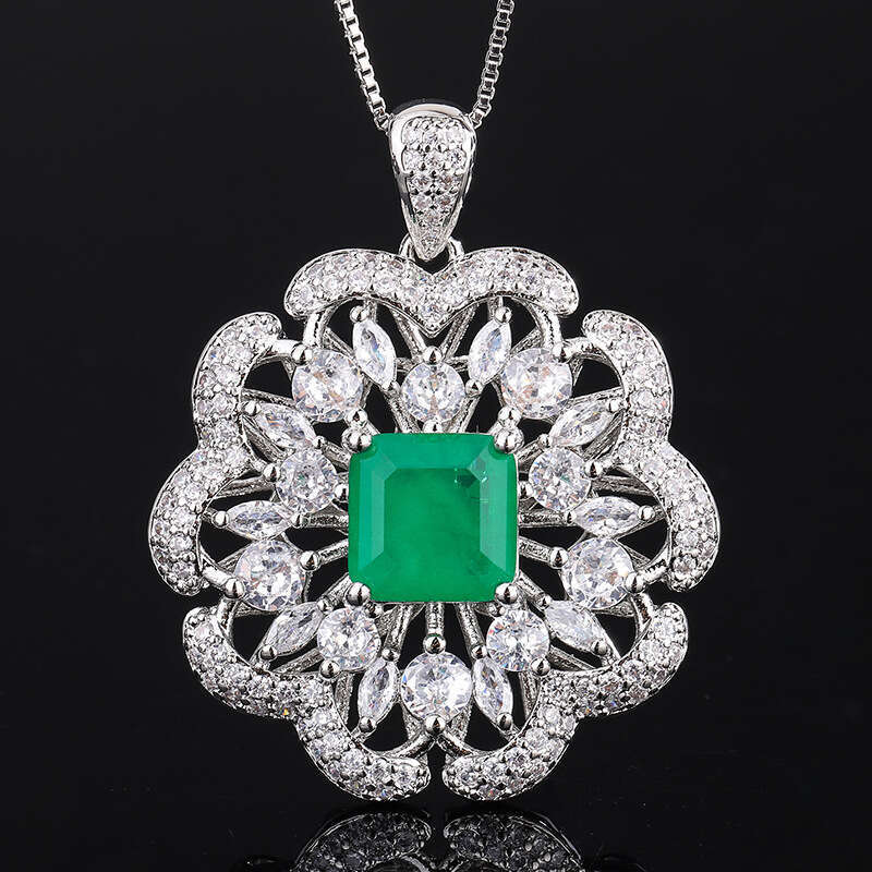 Emerald Bracelet Set With Red Corundum, Stacked Dias, Petal Wrist Chain, And Paraiba Necklace 7B5
