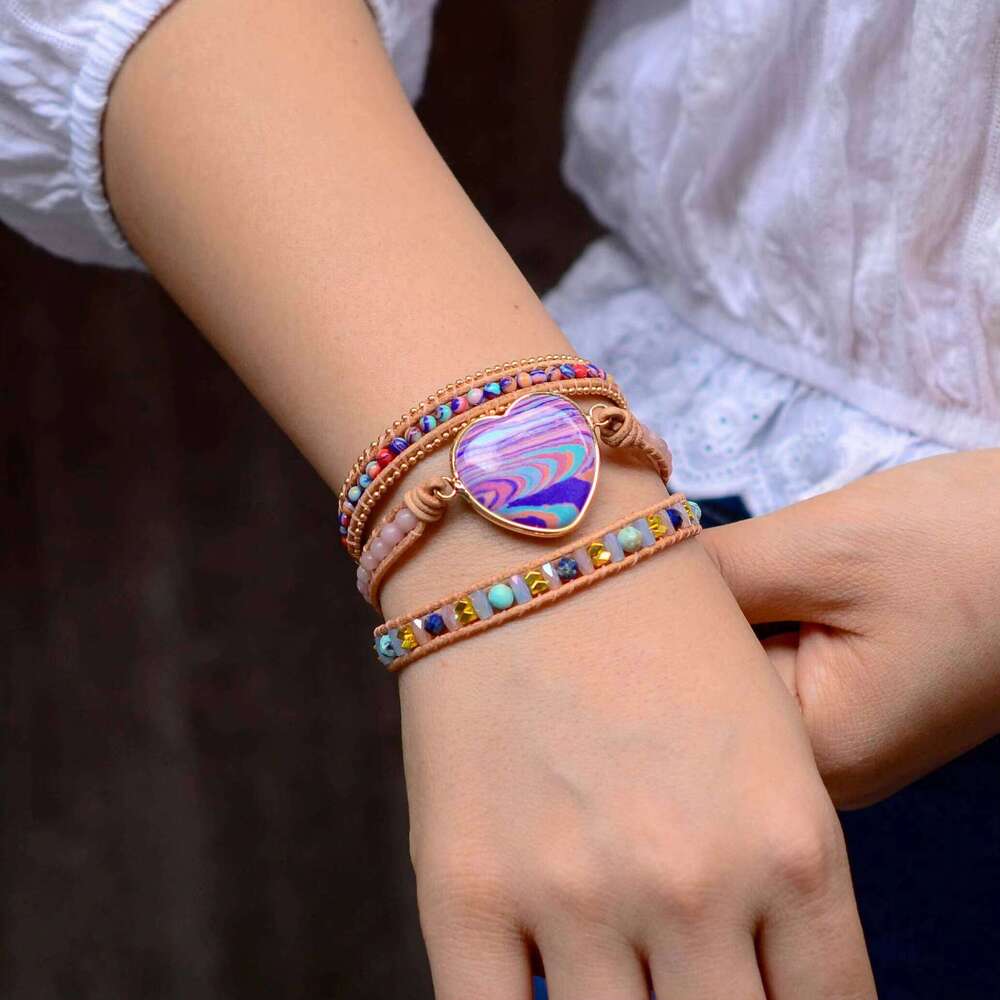 Natural 5-Layer Handmade Heart-Shaped Imperial Stone Bracelet Women's Jewelry Drop Shipping