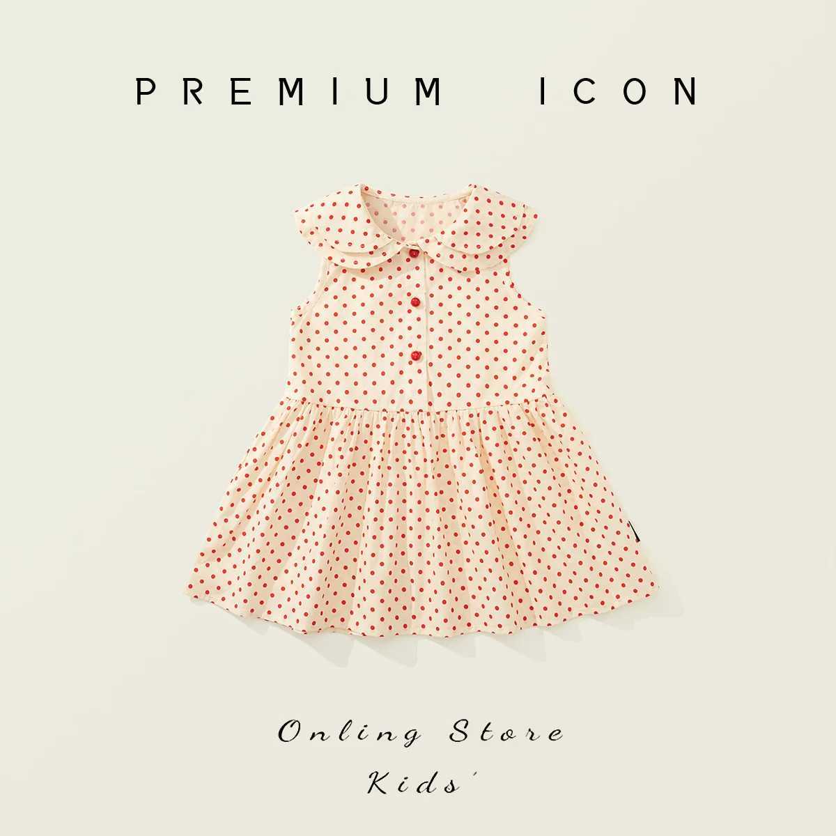 2025 Childrens Clothing Girls Polka Dot Dress Baby Korean Version Doll Collar Sweet Style Sleeveless Vest Skirt R250707