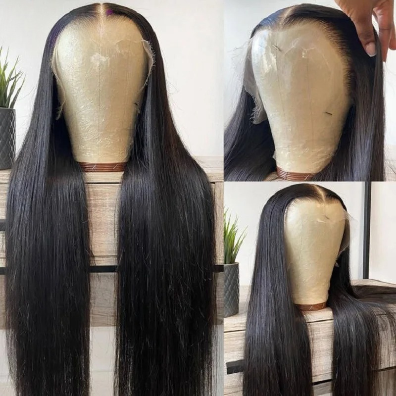 30 40 Inch 13x4 HD Transparent Bone Straight Lace Front Wigs 250 Density 360 Full Lace Brazilian Human Hair Wigs For Women Synthetic Wig
