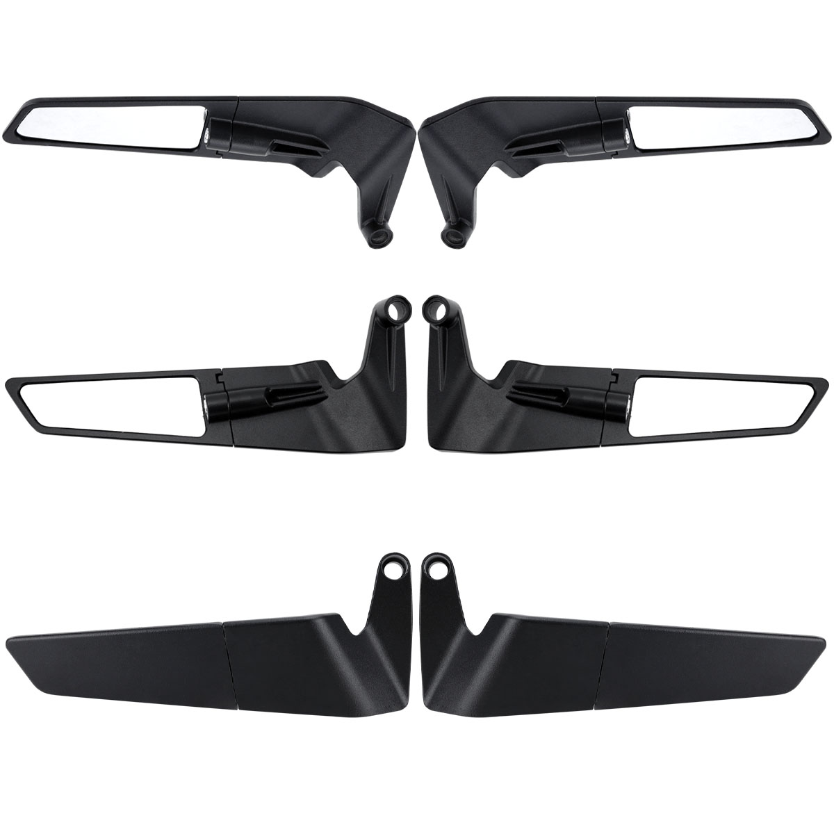 Universal Fixed-Wing Spoiler Side Mirrors for Motorcycles - Adjustable Rear View Visibility Enhancement