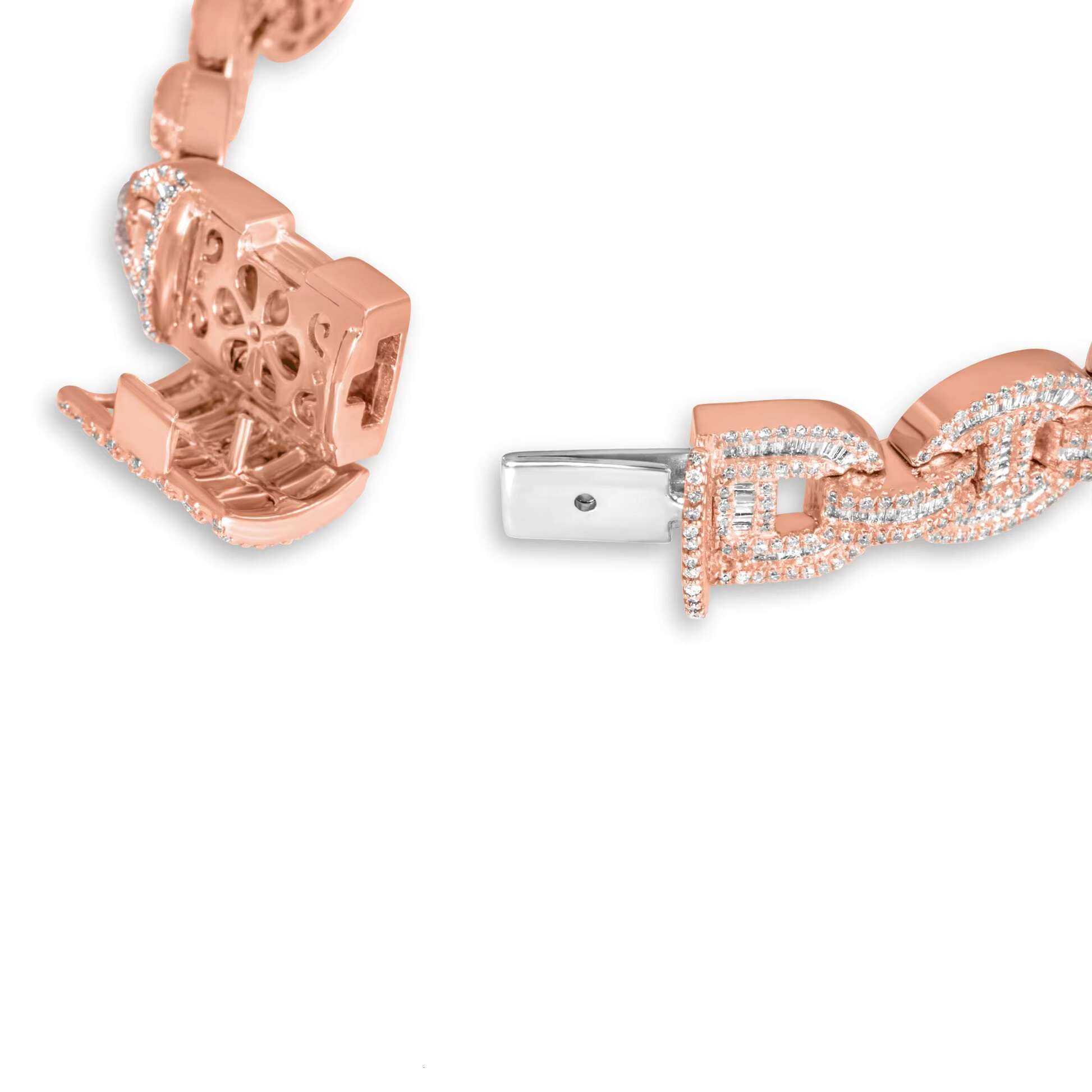 925 Sterling Silver Bracelet Moissanite Diamond Stone Exclusive Rose Gold Plated Fine Chain Link Stylish Eye-Catching Design