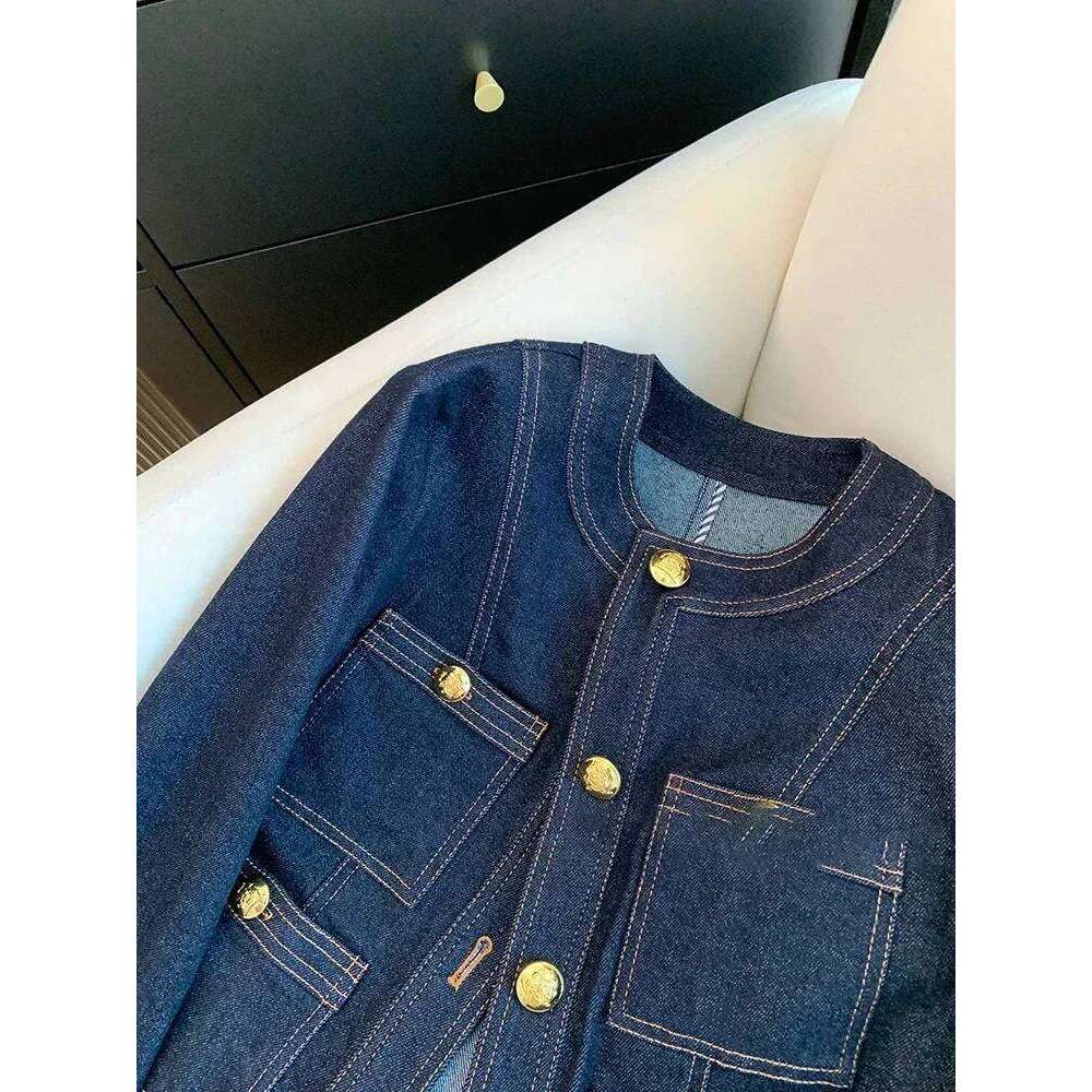 Syiwidii Blue Denim Jacket Women Autumn Classic Style Short Coat New Korean Fashion Pockets O-Neck Female Loose Jackets