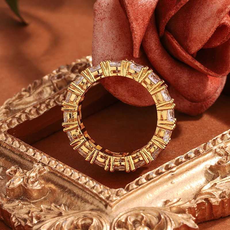925 Sterling Silver Luxury Double Row White Zircon Ring For Ladies Wedding Party Birthday Fashion Jewelry Gift XJ250707