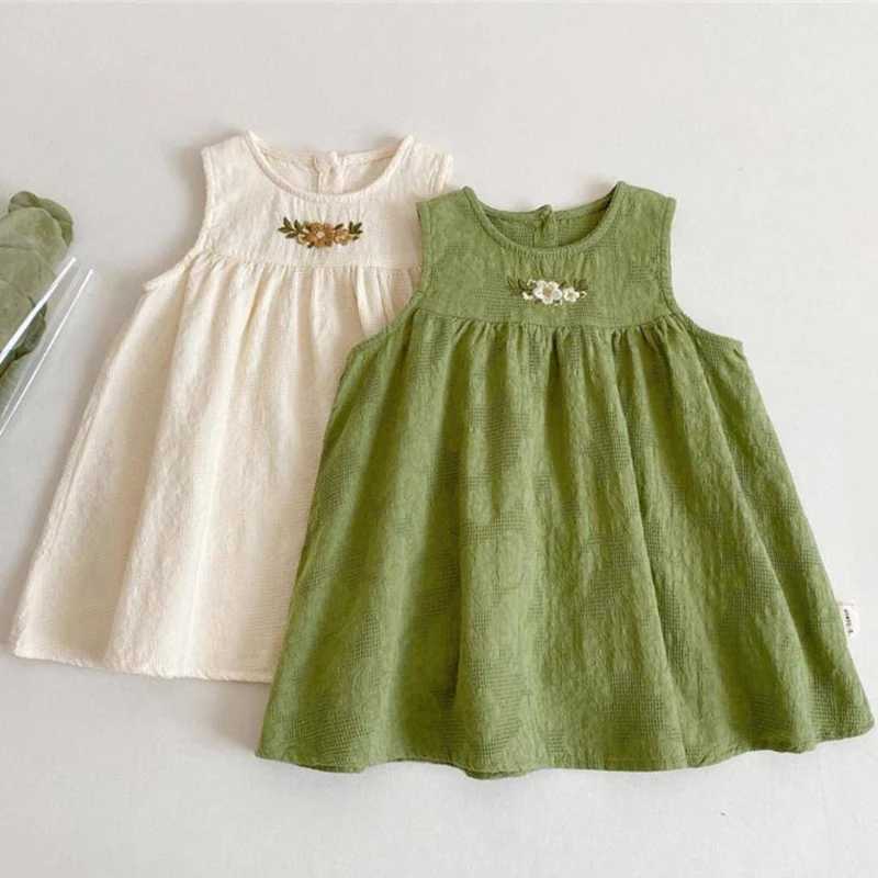 1-6 Years Kids Clothing Summer Embroidered Cotton Baby Girls Dress Fashion Casual Vest Princess Dress Comfort Children Girls Dress R250707