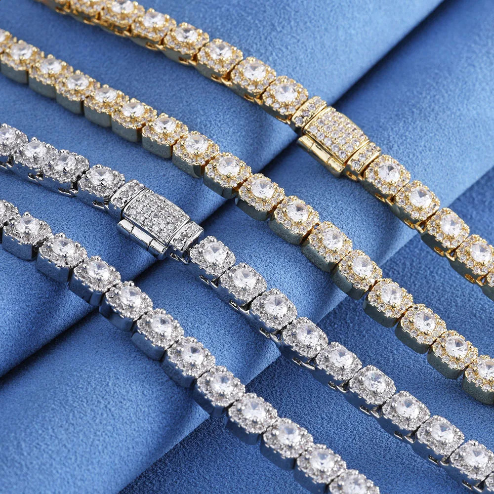Hip Hop Jewelry 5mm Iced out Diamond 5A CZ Cluster Tennis Link Bracelet for WomenGirl Thin Christmas Gift 250707