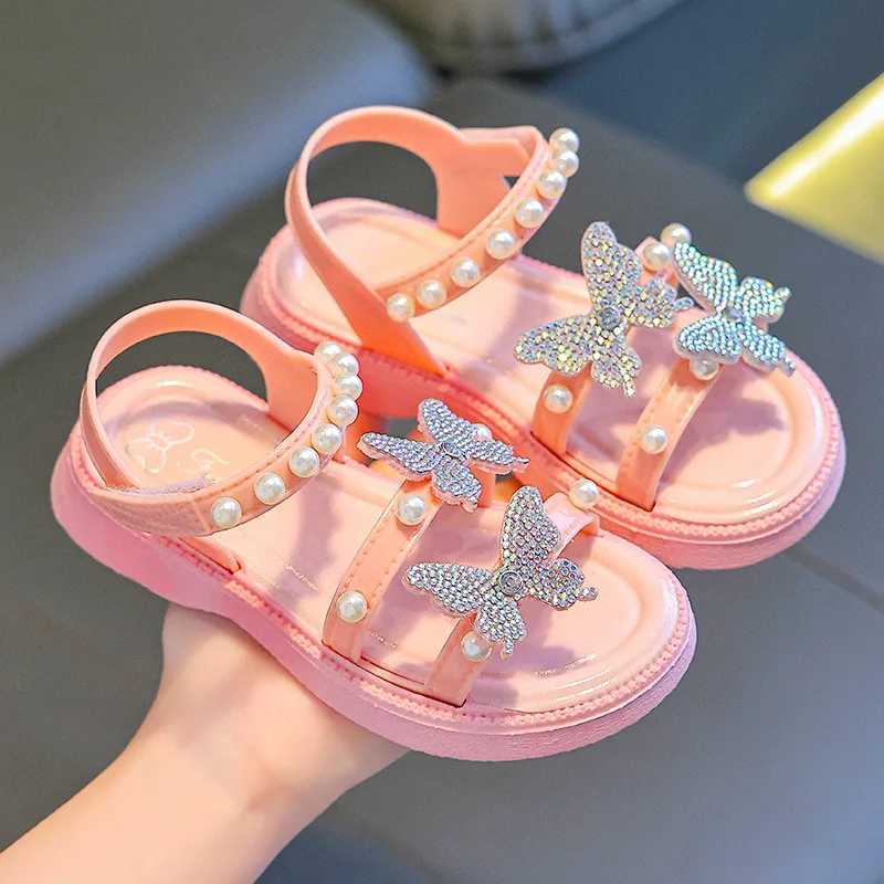 KidsSandals PU Leather Sequin Peep Toe Summer Outdoor Flat Shoes For Girls Breathable Anti-slip White Purple Pink Size 25-36R250707