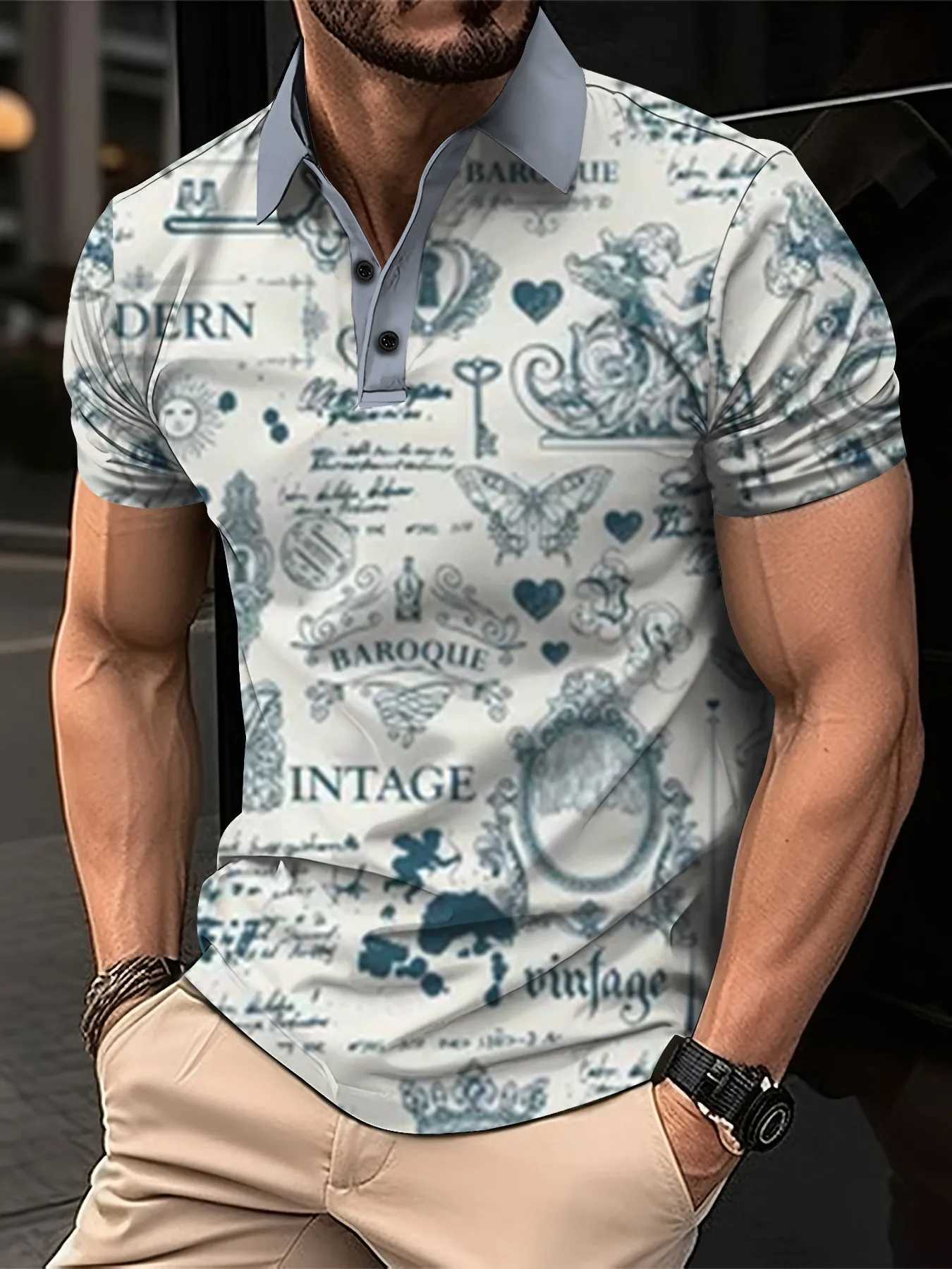 Summer Letter Print Casual Men Polo Shirts Fashion Business Comfortable Breathable Cool Top Mens Short-Sleeved Polo Shirt Y250707 Y250707