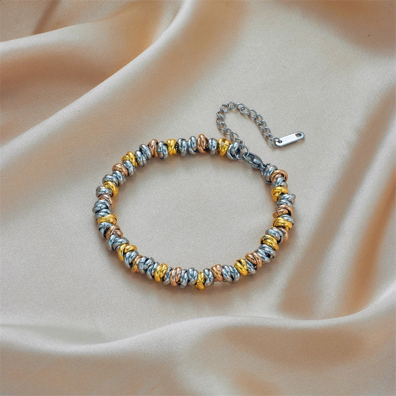 DIEYURO 316L Stainless Steel Gold Color Annularity Bracelet For Women y ner Fashion Girls Body Jewelry Gifts 250707