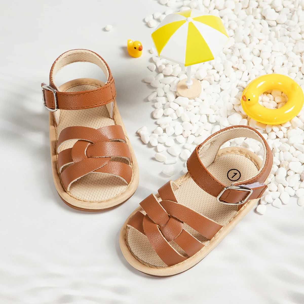 Meckior Summer New Baby Boy Girl Sandals Baby Shoes PU Anti-Slip Soft Rubber Sole Newborns First Walkers Beach Infant Sandals R250707