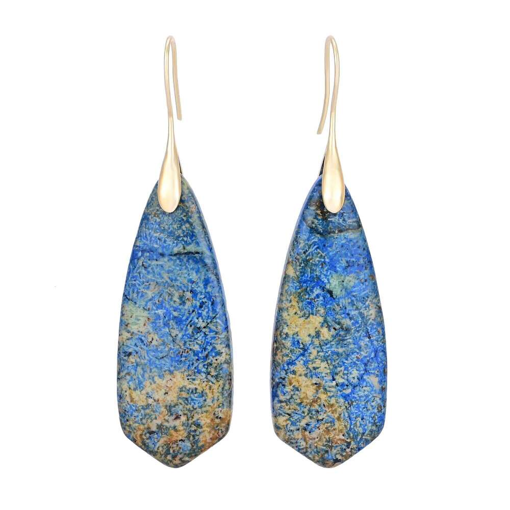 Lapis Lazuli Pointed Natural Women's Gift Jewelry Bohemian Stone Earrings