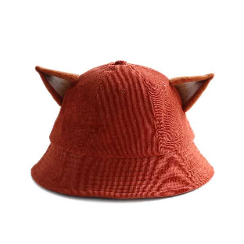 Summer Fox Ears Sunscreen Bucket Hat Simple Fisherman Hat Women Girl Fashion Basin Hat Sun Hat Wholesale Y250707