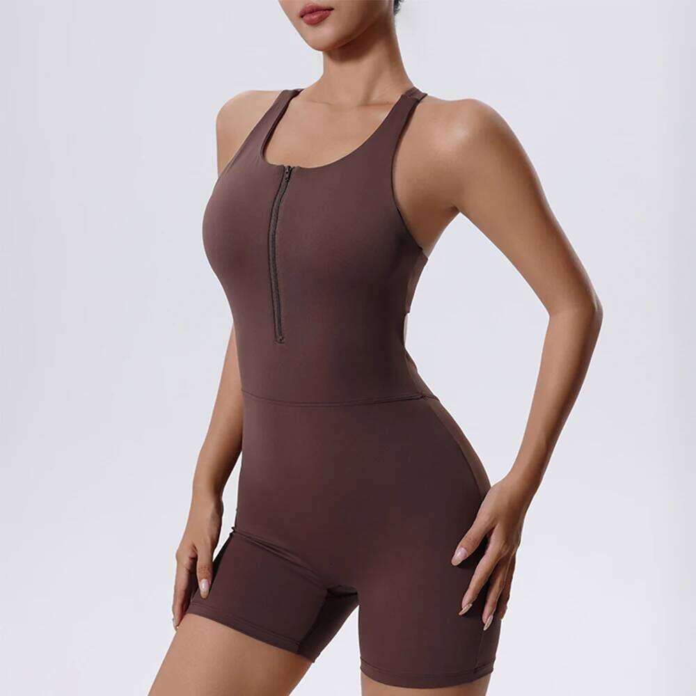 Sleeveless Vest Jumpsuit One Piece Women Sport Runing Push Up Gym Workout Fiess Scrunch Shorts Active Rompers Yoga Set