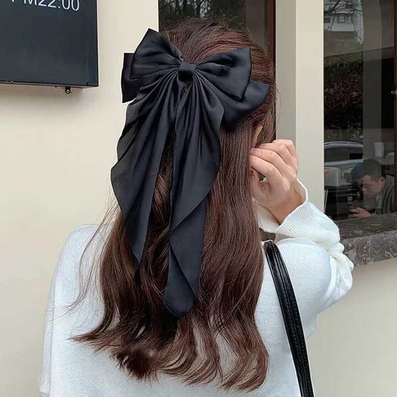 Solid Color Bow Ribbon Hair Clip New Women Large Bowknot Barrettes Women Ponytail Clip Headband Girls Hair Accessories Gift Z250707