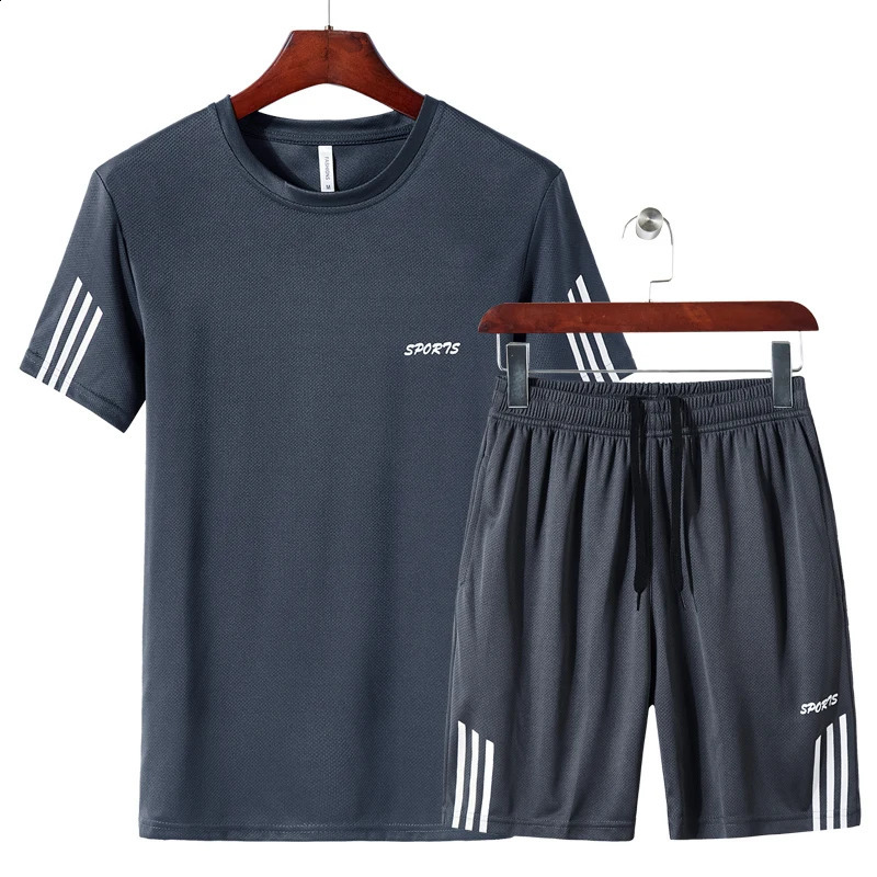Summer style running sportswear set - fitness quick-drying sport short-sleeved five-pocket shorts sportswear set 250707