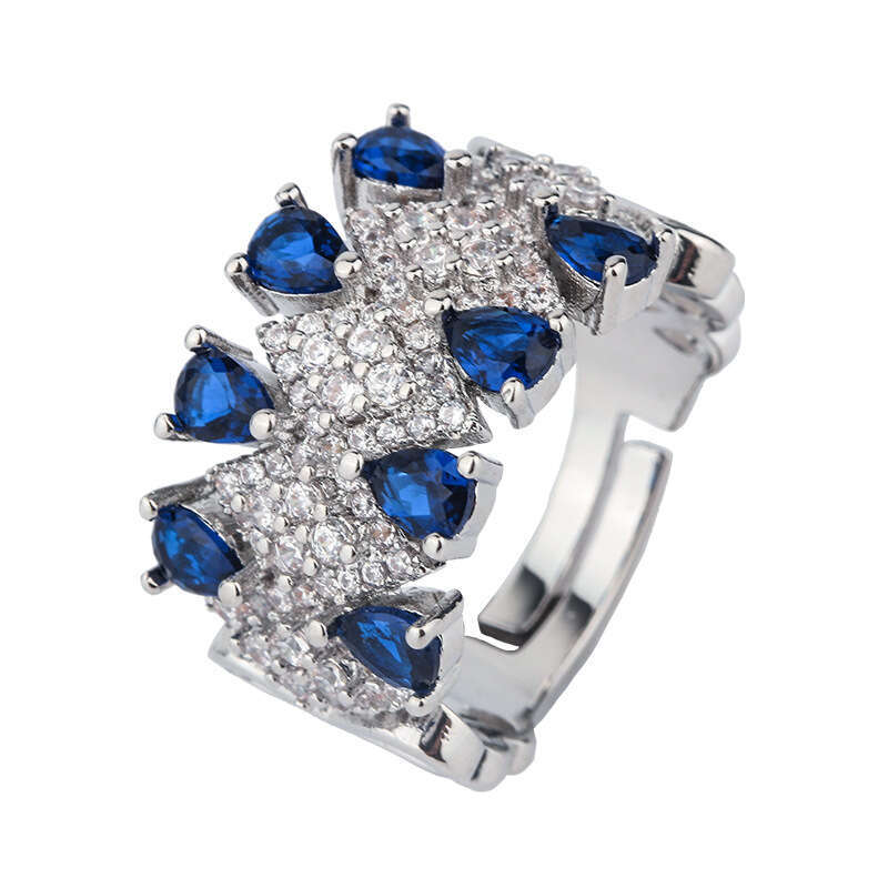 Huayoumei Jewelry Imitation Natural Tanzanite New Inlaid With Red Corundum Ring 78F