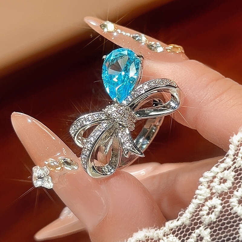 New Eco-Friendly Copper Ring For Women Bowknot Style Inlaid With Zircon Light Luxury Jewelry High-End Fashion 622