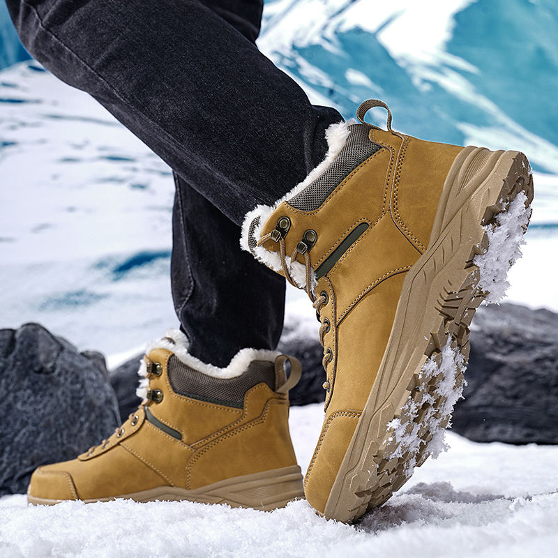 Warm Winter Fleece Outdoor Shoes with Anti-Slip Outsoles - One Button Design Available in Black & Gray & Brown
