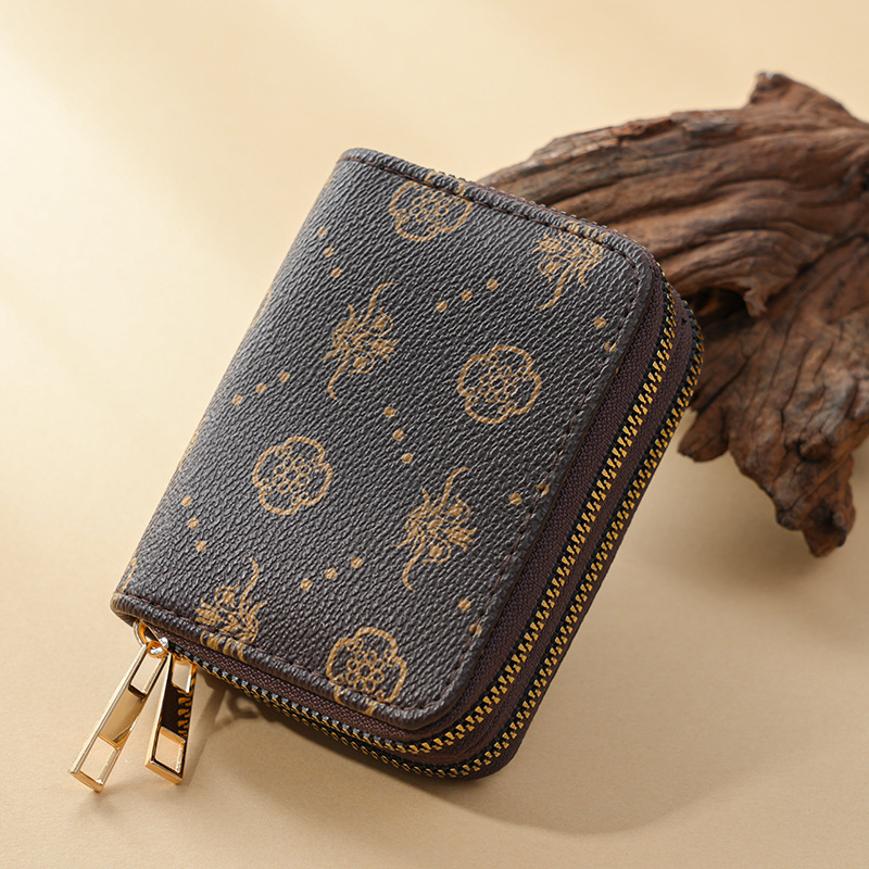 Free shipping designer 2025 New Women Card Holder Double Zipper Accordion Fashion Multi-Card Slot Multi-Functional Card Clip Retro Trendy Coin Purse