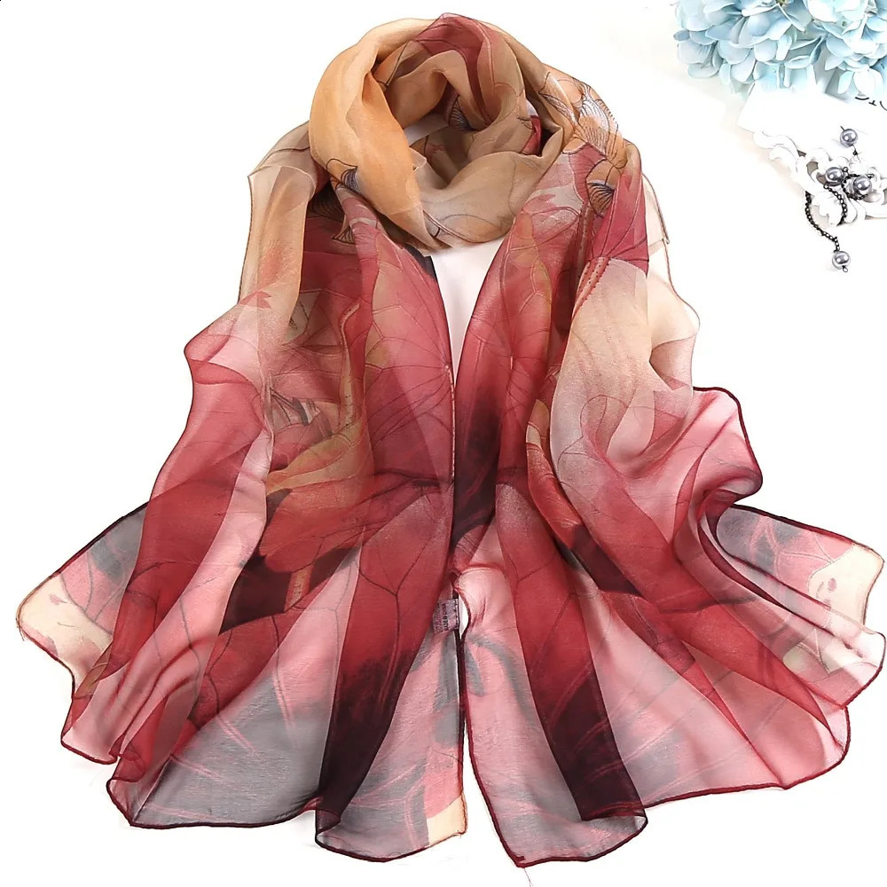 Fashion SpringSummer Women Floral Printing Beach Silk Scarf Shawls Female Long Wraps Sunscreen Hijab 250707