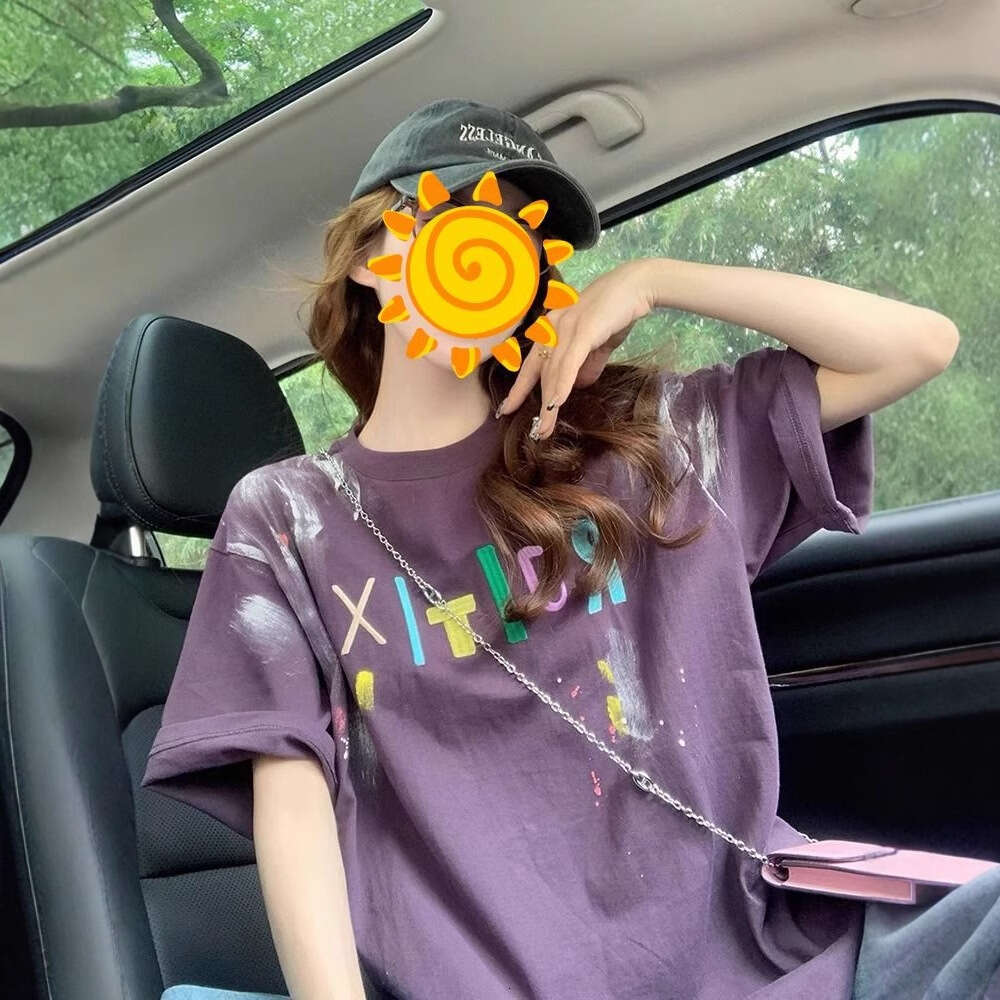 Plus Size Pure Cotton American Trendy Brand Letter Embroidery Short T-Shirt Summer New Korean Style Loose Half Sleeve Top B5