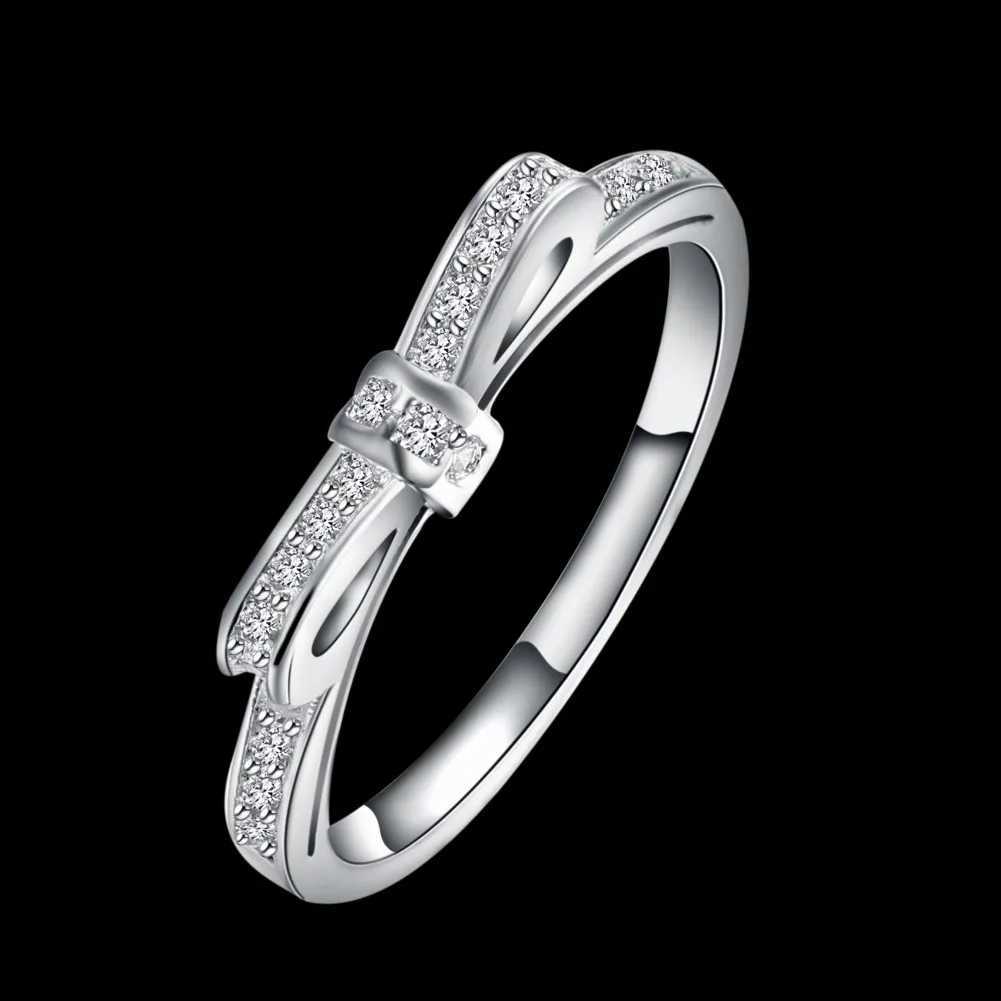 925 Sterling Silver Bowknot Crystal Rings for Women Size 6/7/8/9 Fashion Party Gifts Wedding Diamond Jewelry XJ250707