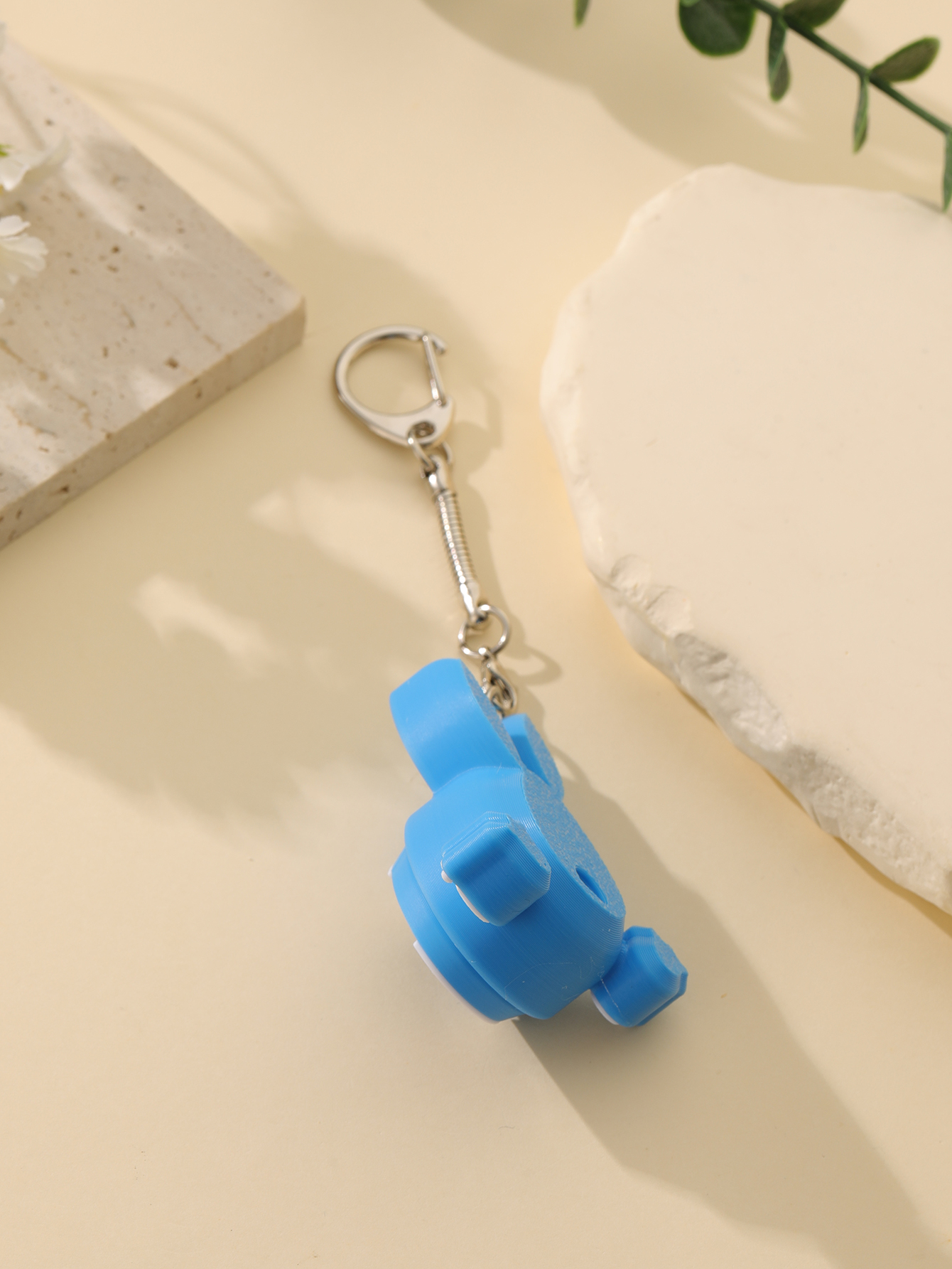 3D printed little rabbit keychain - an adult stress relief toy with a portable anxiety-reducing gadget featuring a clickable keyboard design
