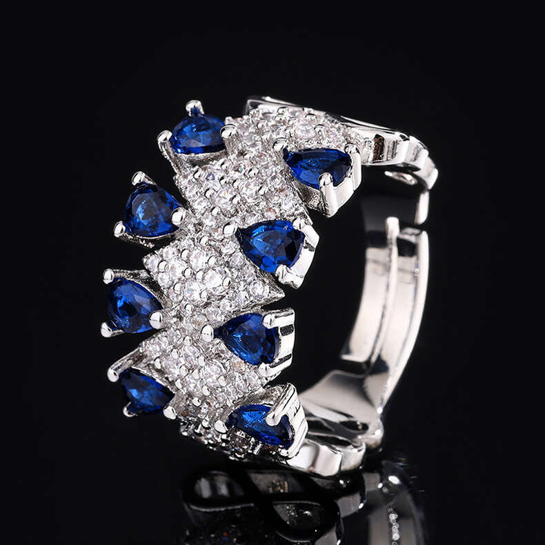 Huayoumei Jewelry Imitation Natural Tanzanite New Inlaid With Red Corundum Ring 78F