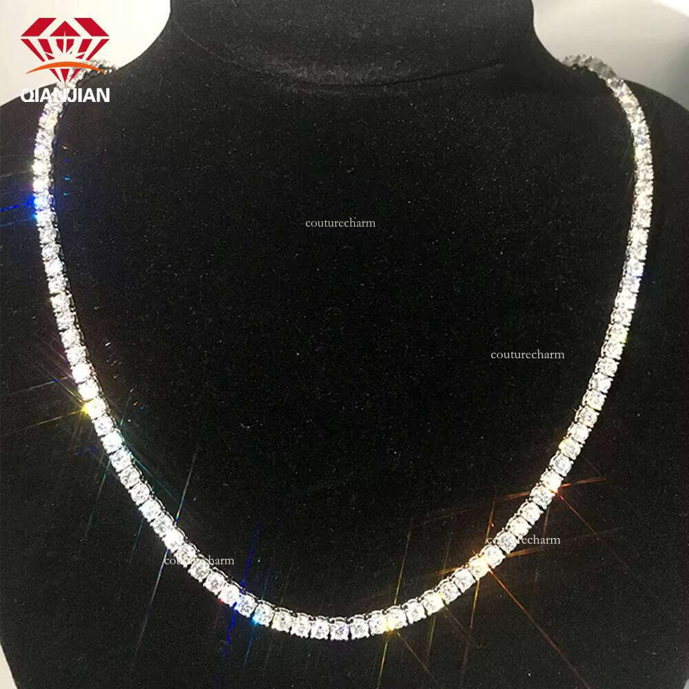 3mm 4mm 5mm Tennis Necklace with Moissanite Jewelry for Men and Women