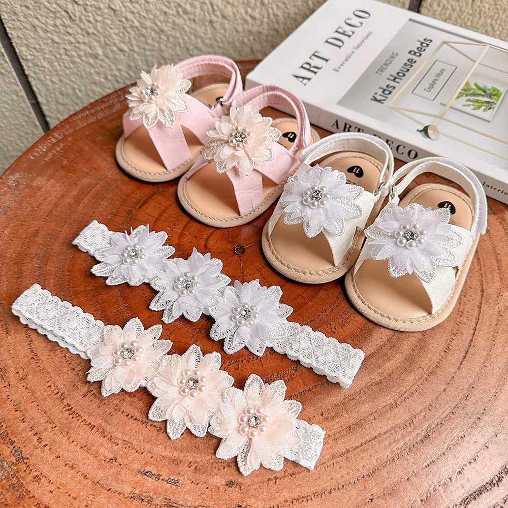 2pcs/Set Baby Girls Sandals Summer Shoes Outdoor First Walker Toddler Girls Shoes For Summer Newborn Baby Girl Princess Mary Jane R250707