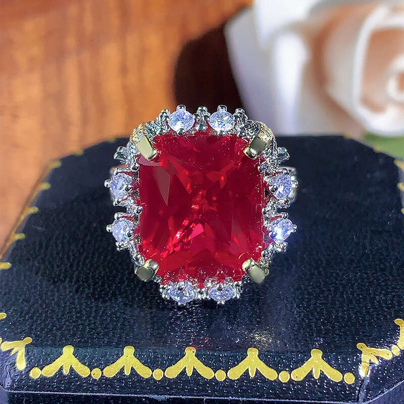 Autumn Winter New Cover Jewelry Red Blue Open Ring Fashion Style High-End Women's Accessories 307