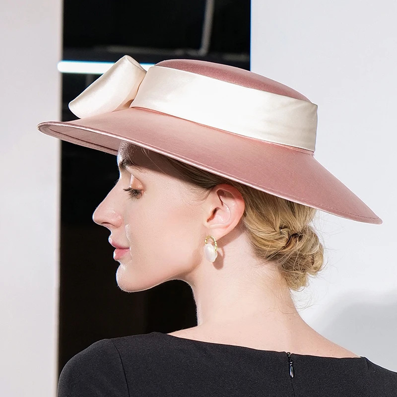 162 Lady Wide Brim Fedora Hat Summer Sweet Lovely Elegant British Top Sunscreen Female Hats Military Hat 250707