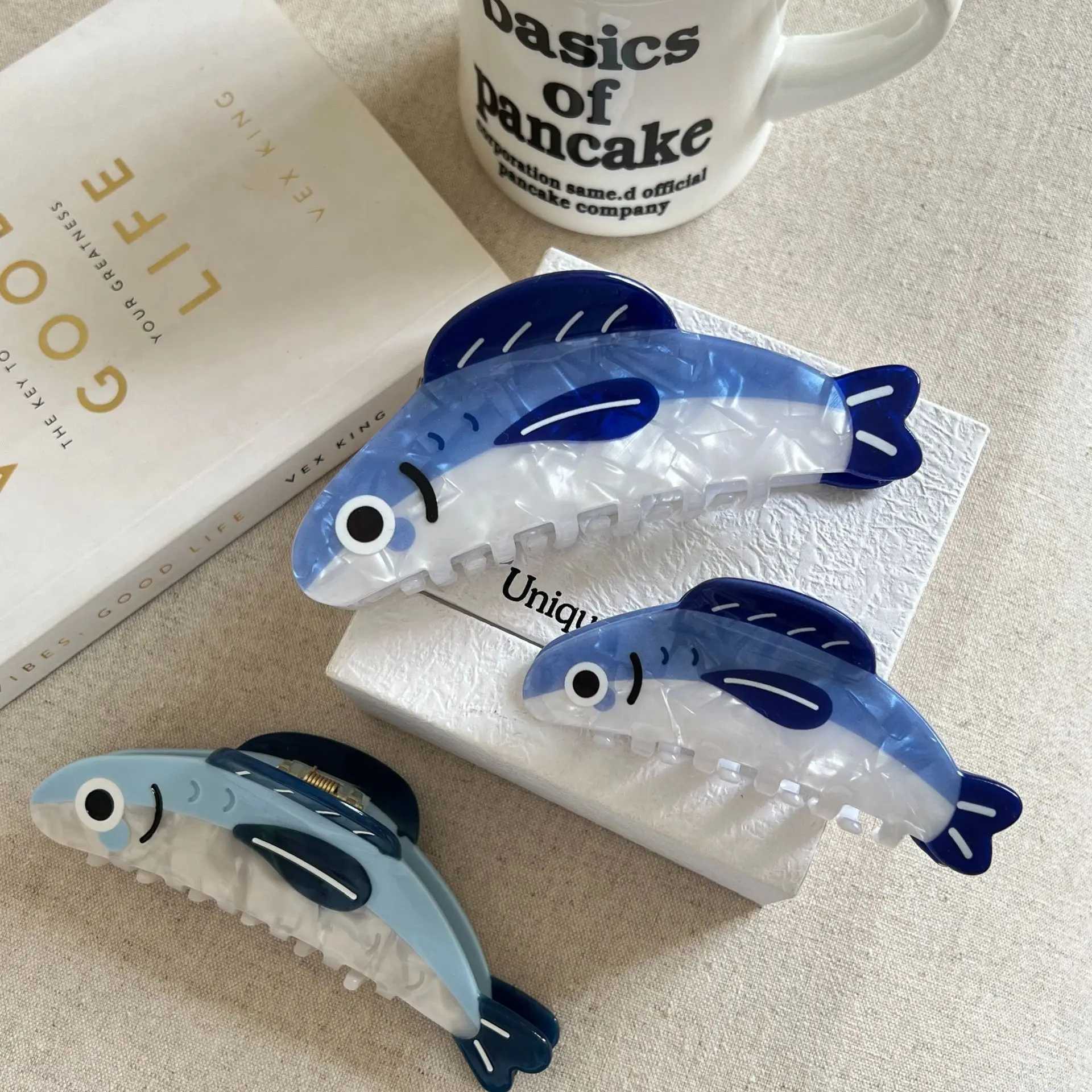 Muweordy Blue Sardine Hair Claw Simulation Fish Marine Animal Claw Clip Beach INS Hot Crab Hair Clips Hair Accessories for Women Z250707